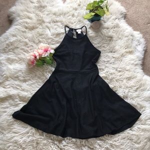 Black high neck swing dress